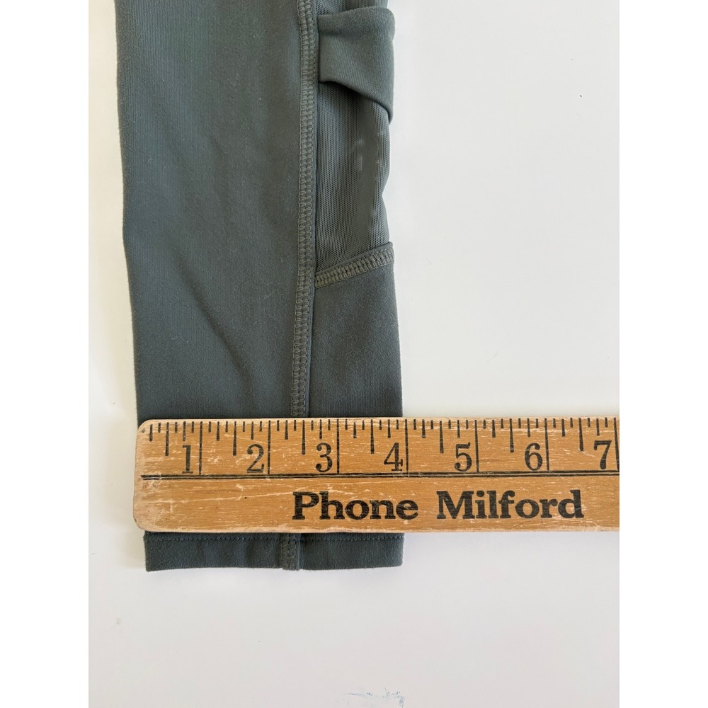 Athleta Womens Leggings Small Green Stretchy Mesh High Rise Yoga Gym Activewear - Picture 14 of 14